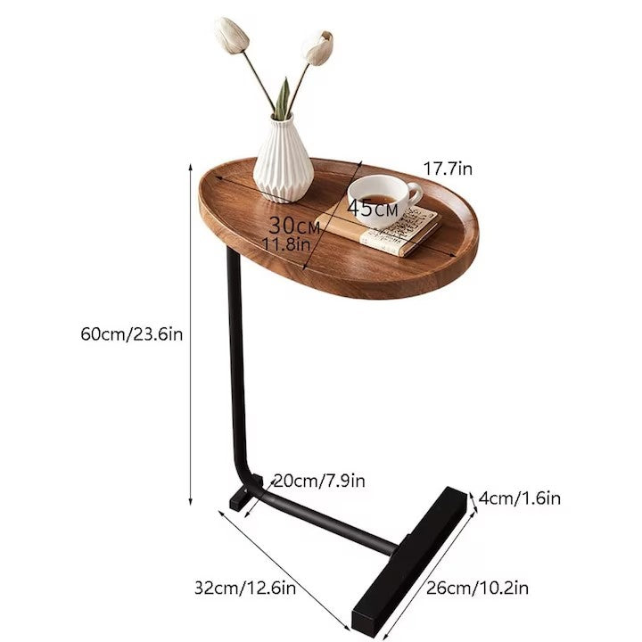 Masuta cafea ovala, AT PERFORMANCE®, awwaline, lemn, maro, 45 x 30 x 60cm.