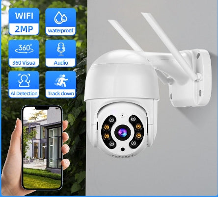 Set 4 Camere de Supraveghere + 4 Carduri 32Gb CADOU 🎁 WIFI, 5MP, Exterior/Interior, Ultra HD 4K, 10X Zoom, Rotire 360°