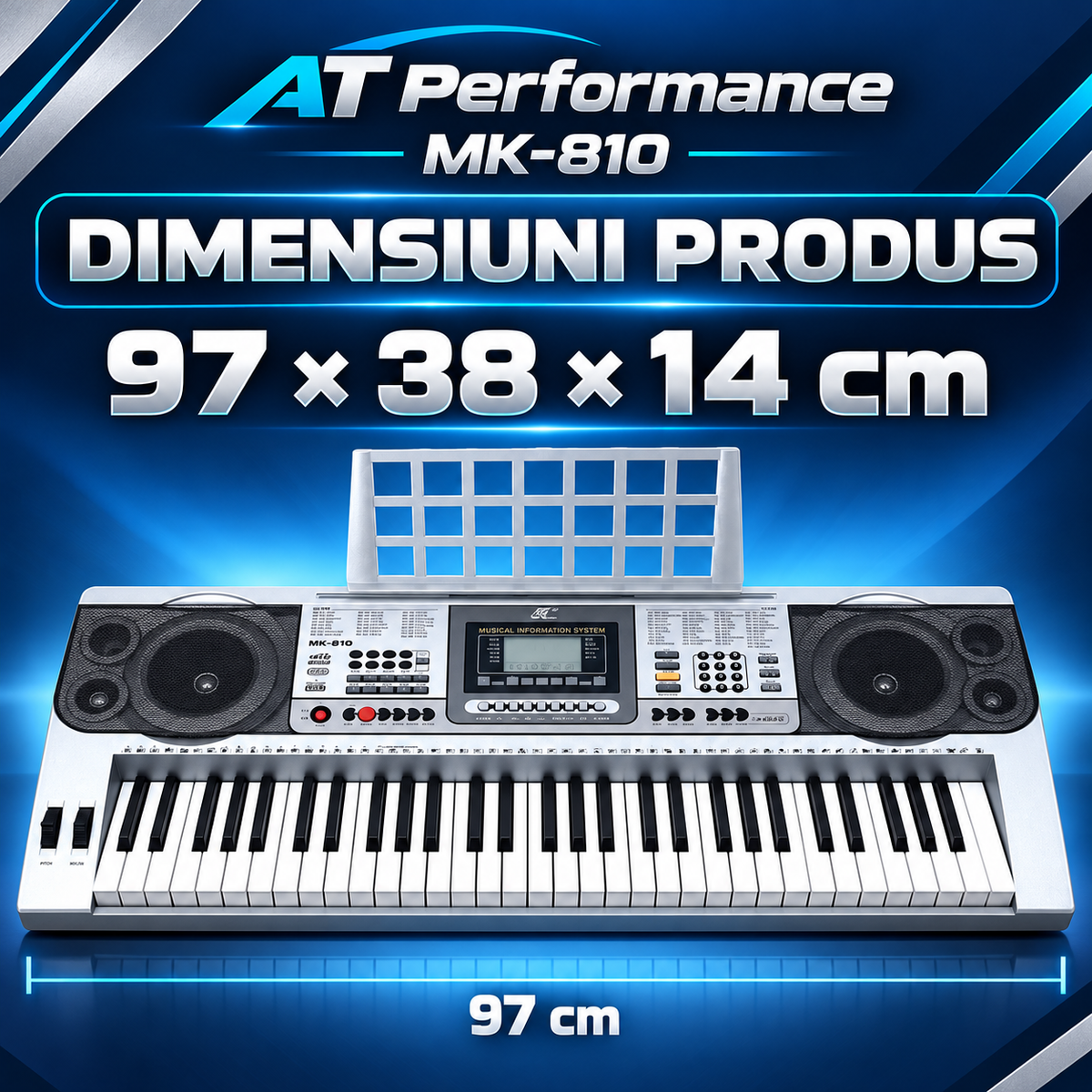 Dimensiunile orgii AT Performance MK-810: 97 × 38 × 14 cm