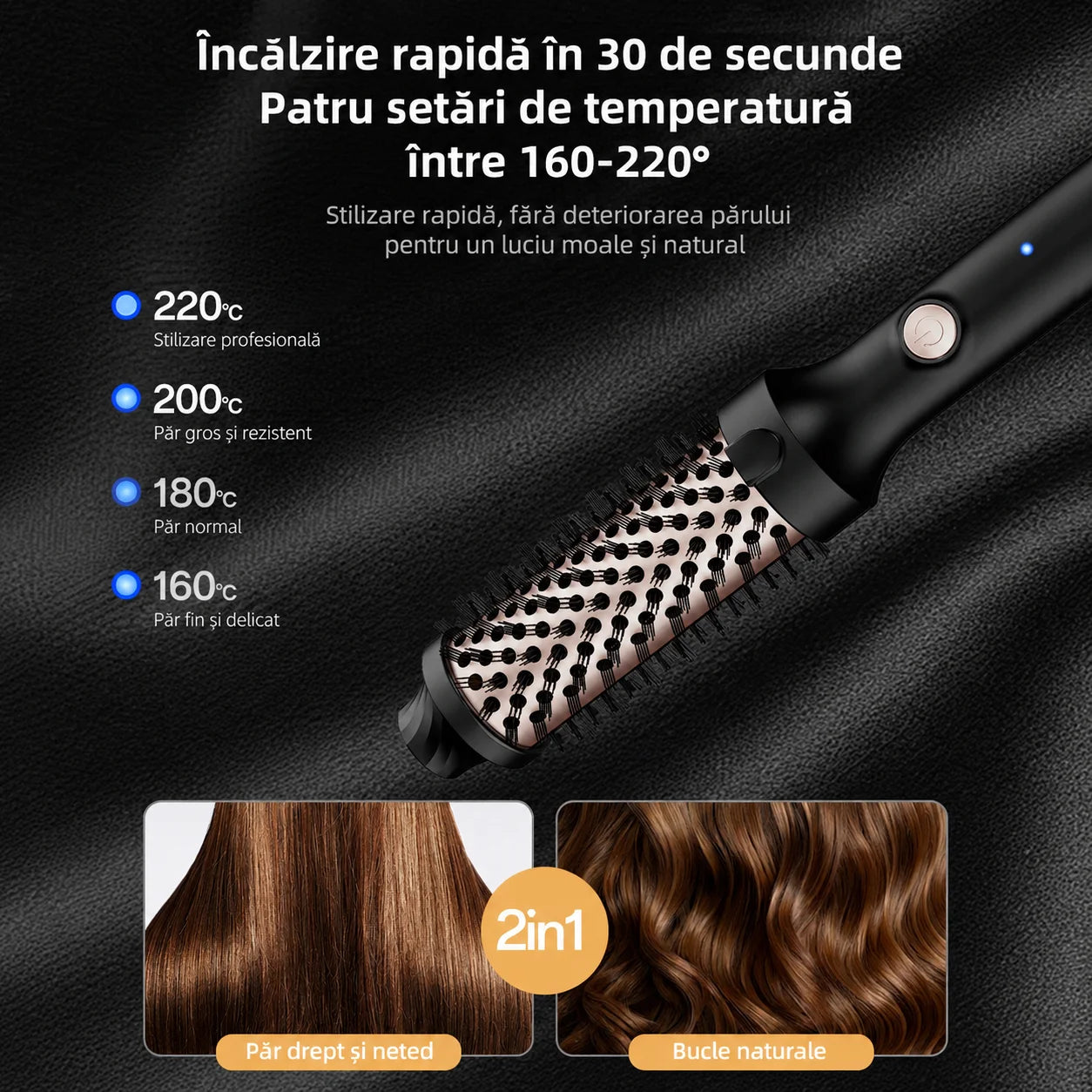 Perie Cu Aer Cald Haley HY-4022, 60W, 38 mm, Încălzire Rapidă PTC, Oprire Automată
