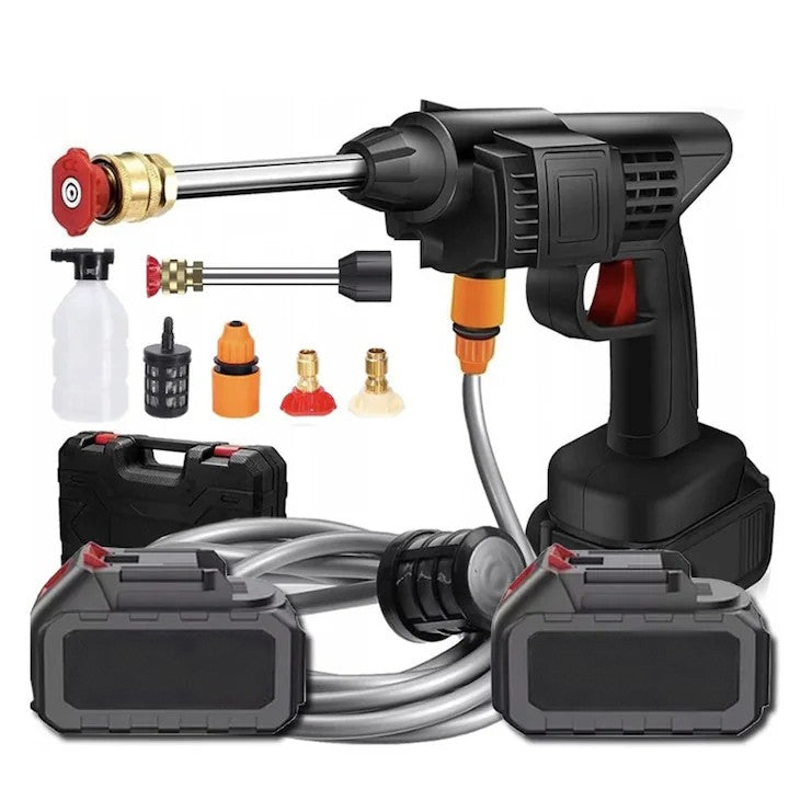Pachet Auto 2 în 1: Spălător cu Presiune Portabil 36V + Parasolar Tip Umbrelă UV 140x75 cm | Întreținere Completă pentru Mașina Ta