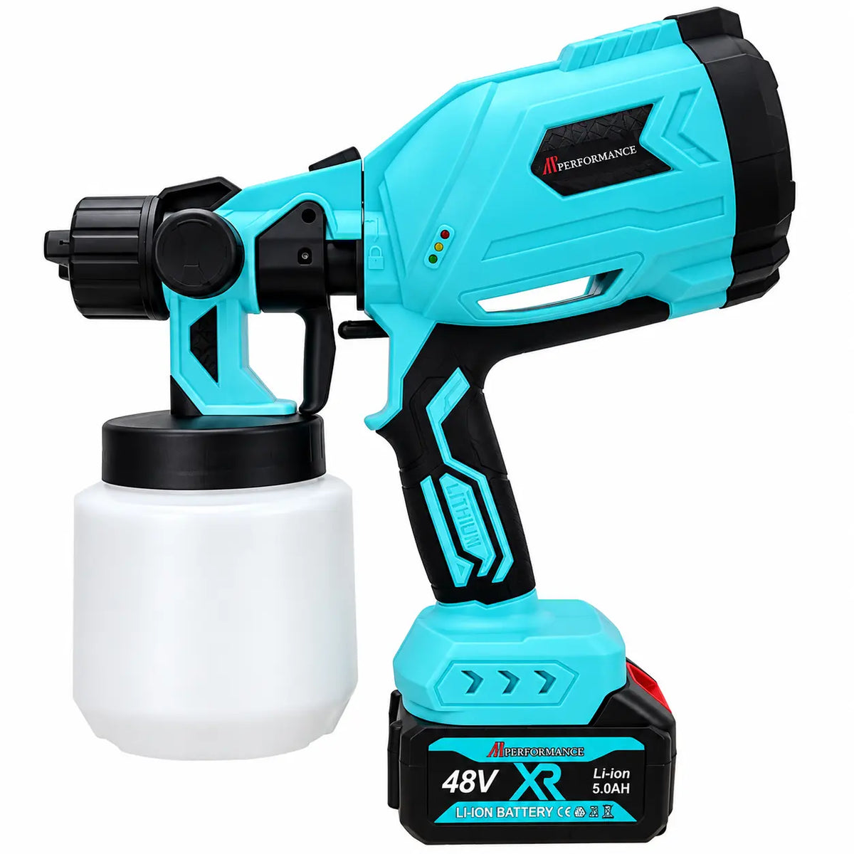 Pistol de vopsit electric cu acumulator AT PERFORMANCE® AT-401, 48V, rezervor 1000 ml, 1200 ml/min, 3 moduri pulverizare