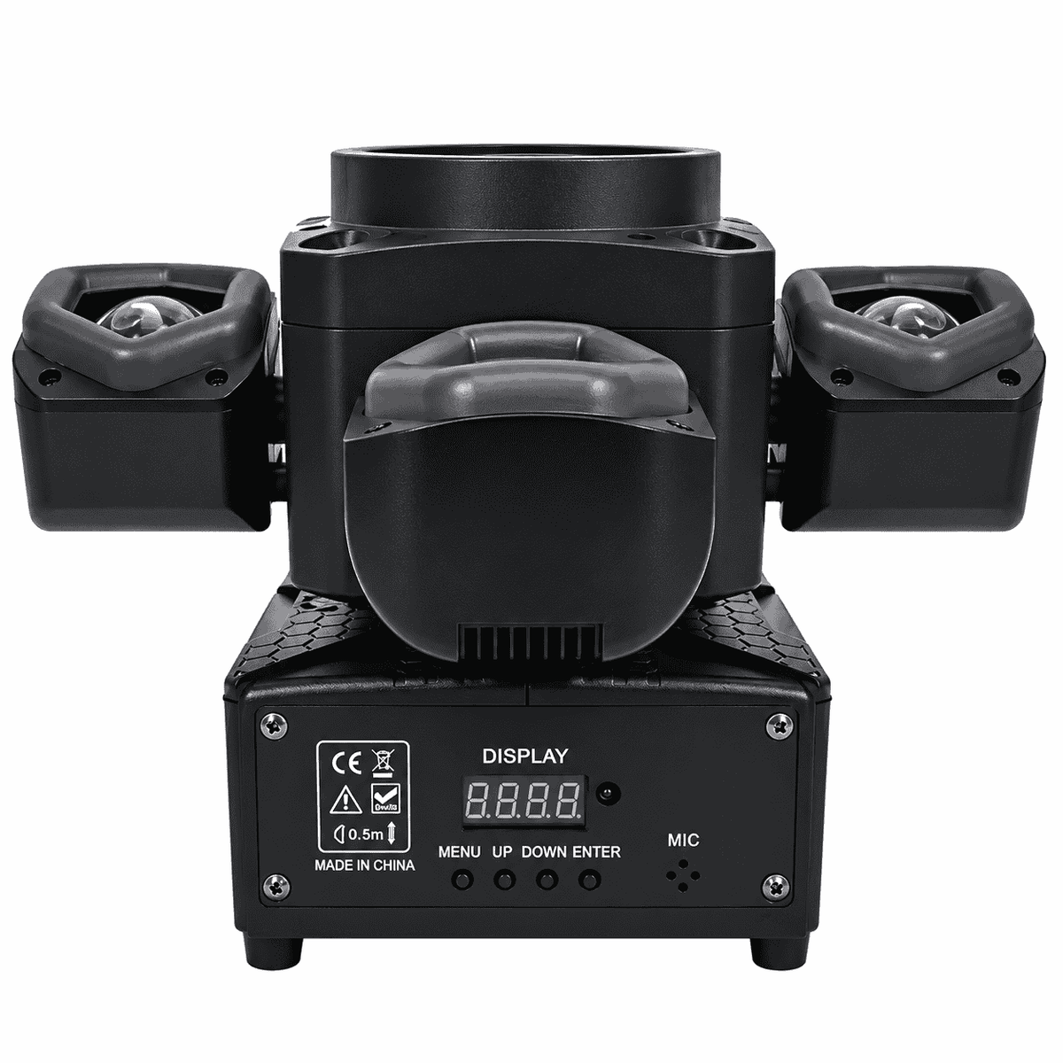 Proiector LED Profesional Moving Head cu 4 Brațe Rotative, Efecte RGB Multicolore, Jocuri de Lumini și Moduri Automate pentru Evenimente