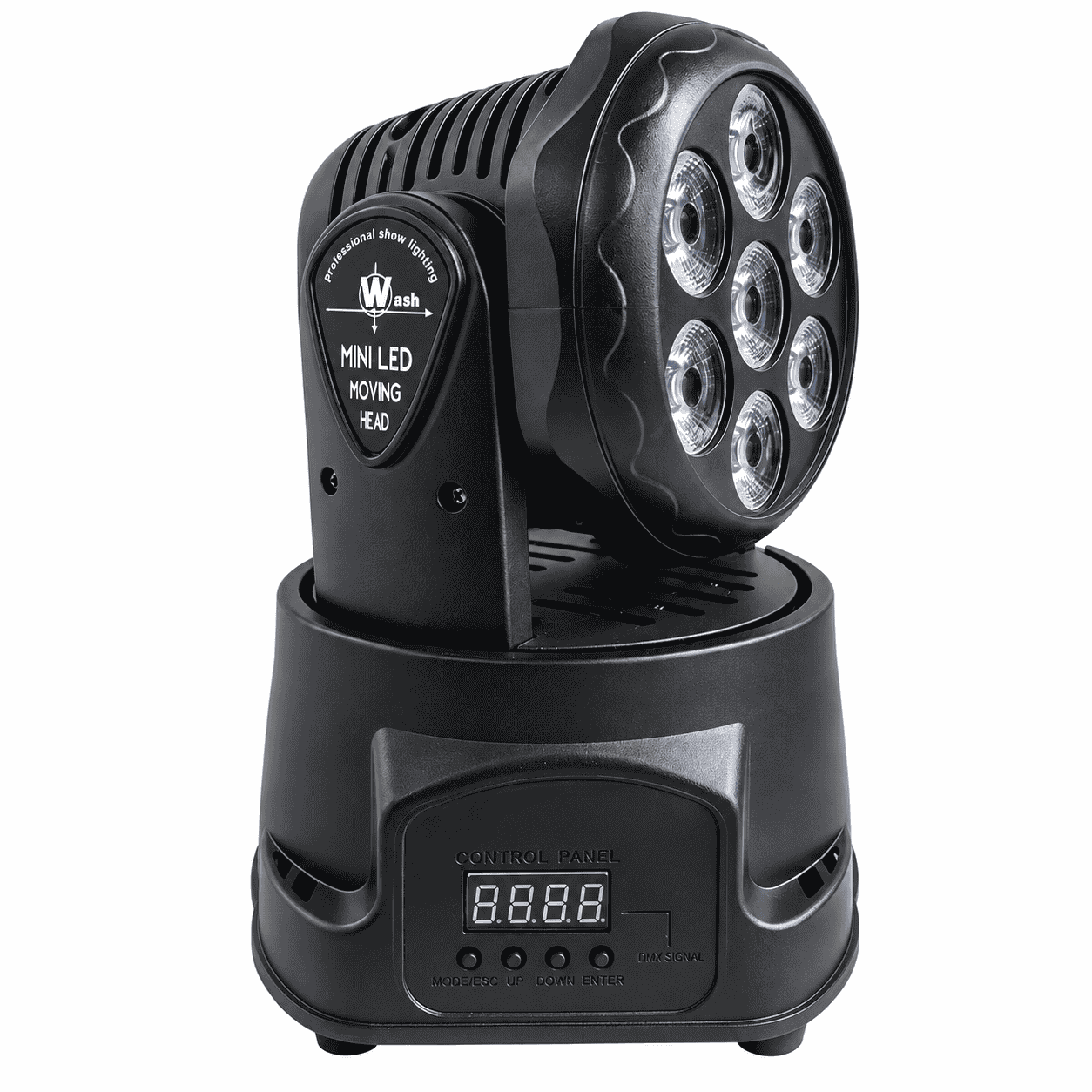 Proiector LED Moving Head Onistek ON-LP501, 7 LED-uri, RGBW, Cap Rotativ, Efecte Luminoase, DMX, Auto și Activare la Sunet, pentru Petreceri, Evenimente și Scenă