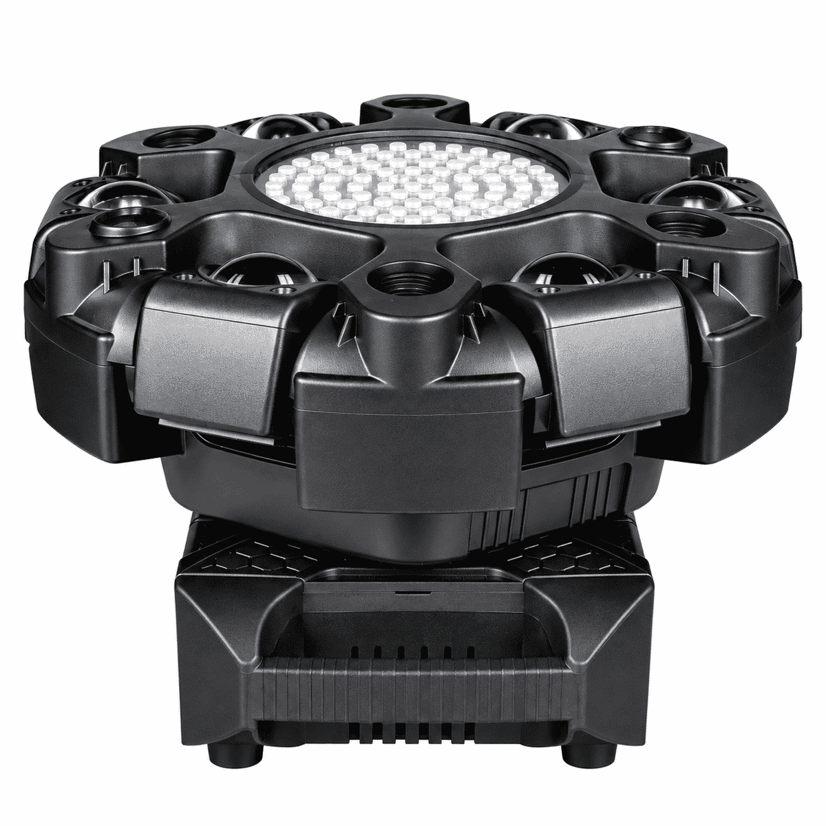 Moving Head LED Profesional Multi-Efect 100W, 6×10W RGBW CREE, Laser Roșu + Verde, Strobe Alb și Galben, 91 LED-uri, Brațe Rotative, DMX512 21 Canale, Sound Control