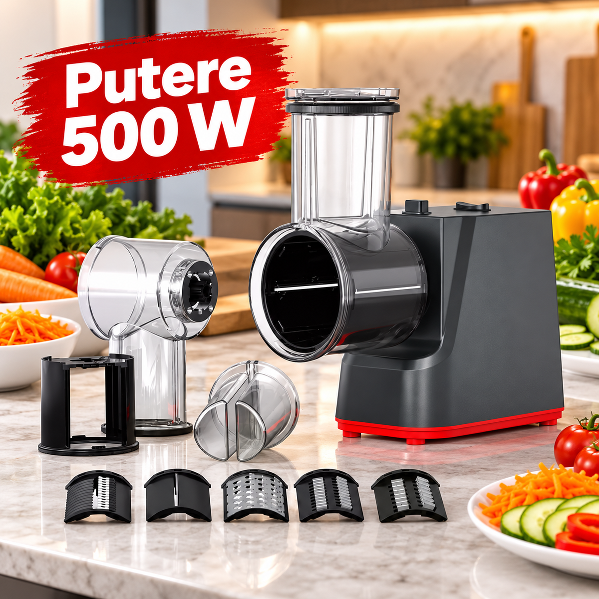 Răzătoare electrică AT Performance AT-2154, putere 500 W, cu accesorii
