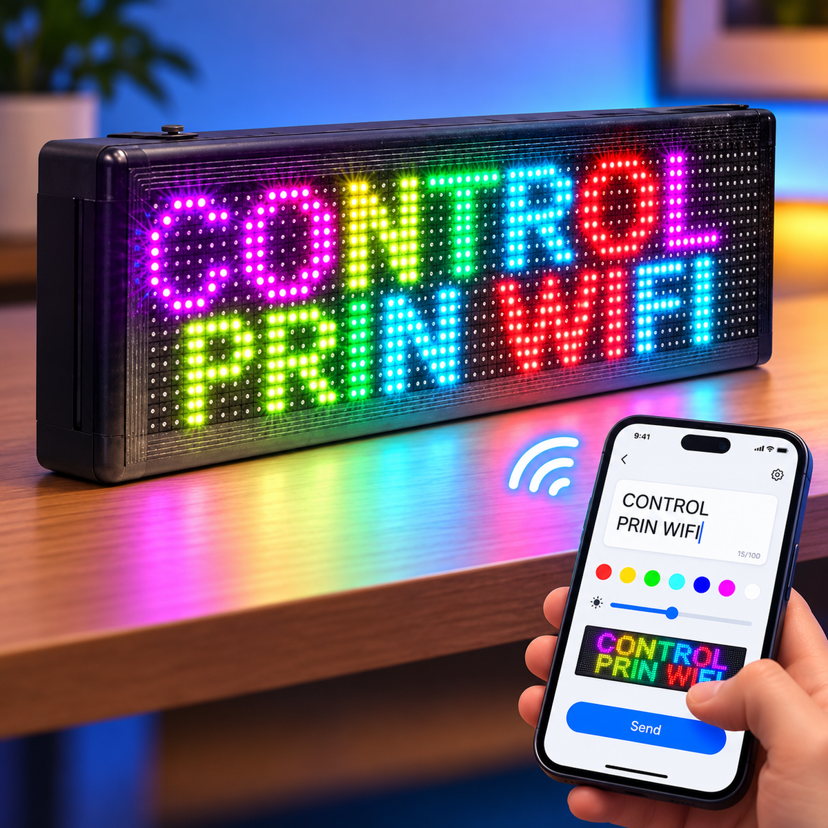 Panou LED RGB controlat prin Wi-Fi de pe telefon