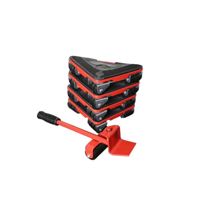 Kit complet pentru mutat si carat mobila, At Performance, reglare 360 grade, greutate maxima 200 kg, otel, Rosu