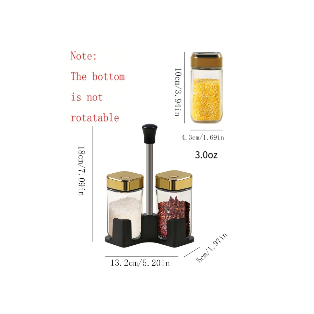 Set 2 solnite, AT PERFORMANCE®, pentru sare si piper, cu suport metalic, negru