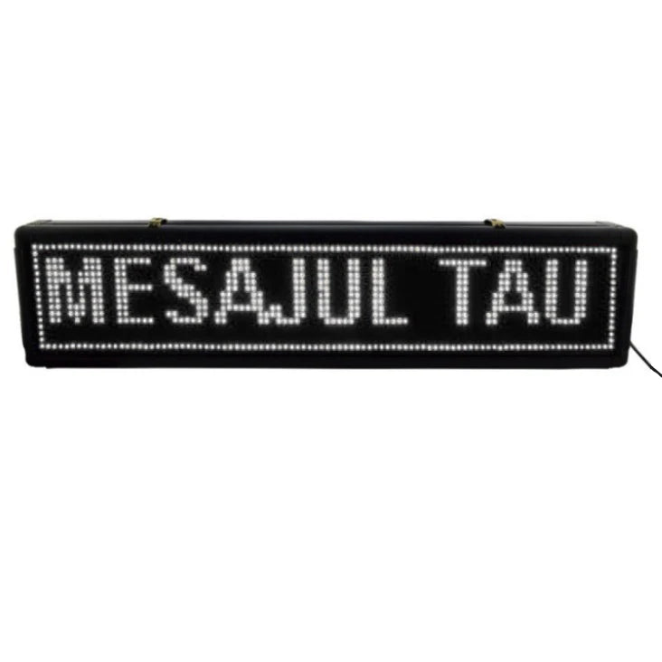 Reclama luminoasa cu LED-uri albe, pentru exterior si interior, 100x40 cm, text personalizabil