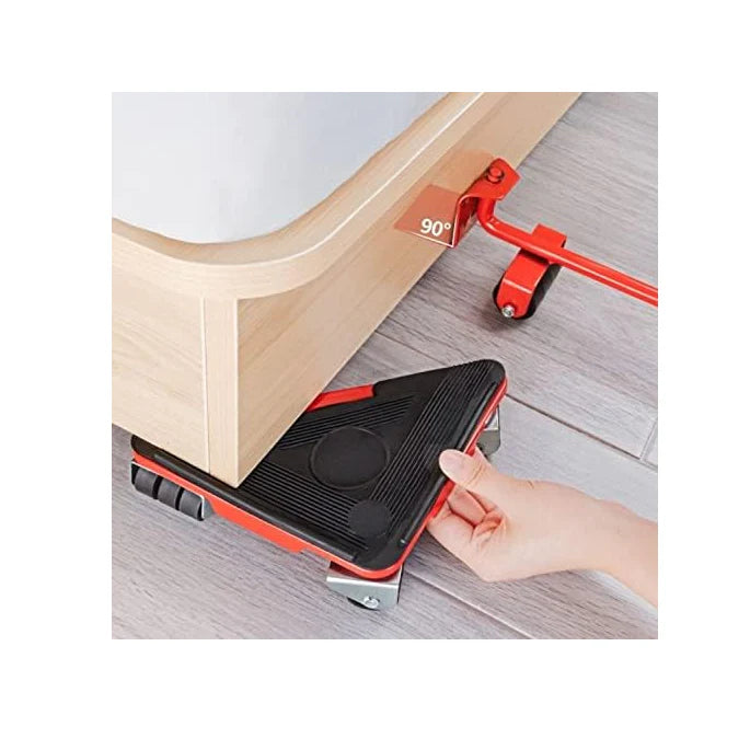 Kit complet pentru mutat si carat mobila, At Performance, reglare 360 grade, greutate maxima 200 kg, otel, Rosu