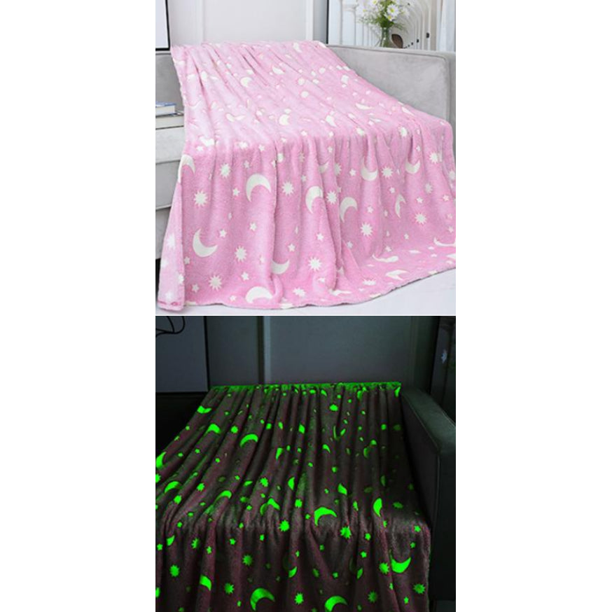 Paturica Magica, Stelute Glow in the Dark, Roz, Patura Fosforescenta, Moale si Confortabila, 150 x 100 cm