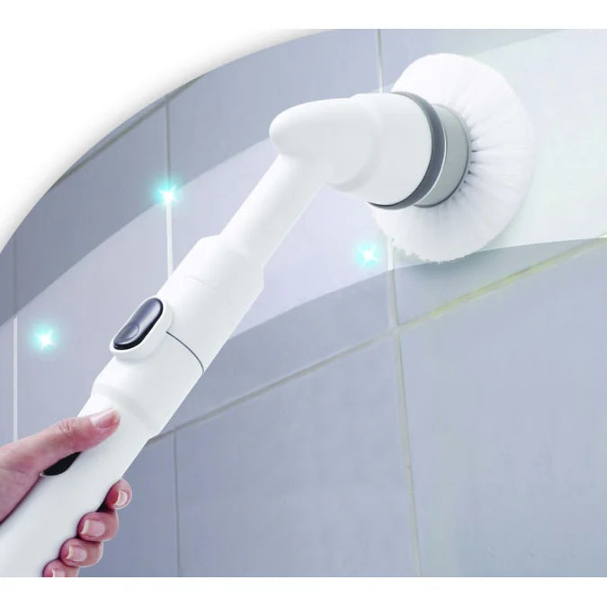 Set perie de curatere electrica, portabil, 4 capete interschimbabile, gri / alb