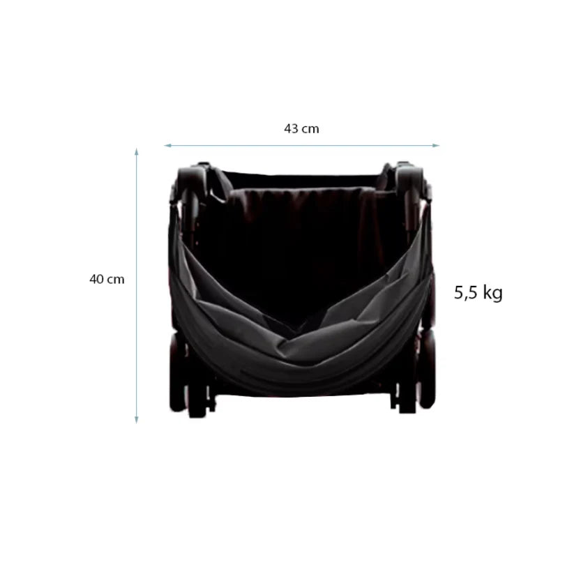 Cărucior copii pliabil AT PERFORMANCE® – Ultra compact, 5 kg, aluminiu, 6-36 luni, ideal pentru avion, negru