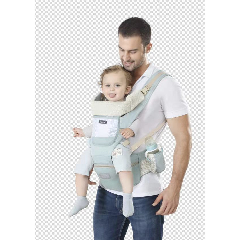 Marsupiu Multifunctional pentru bebelusi cu suport lombar, At Performance, Bumbac, 9 in 1, Varsta 0-36 luni, Verde