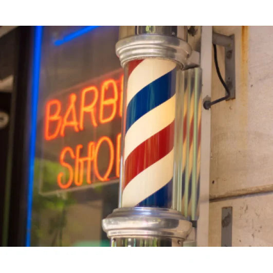Reclama luminoasa frizerie, barber shop, Barber Pole, 90 x 25 x 20, Rosu/Alb/Albastru