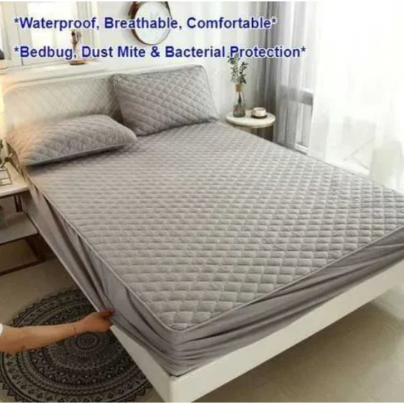 Husa de saltea din bumbac, impermeabila, At Performance, gri, 160x200cm