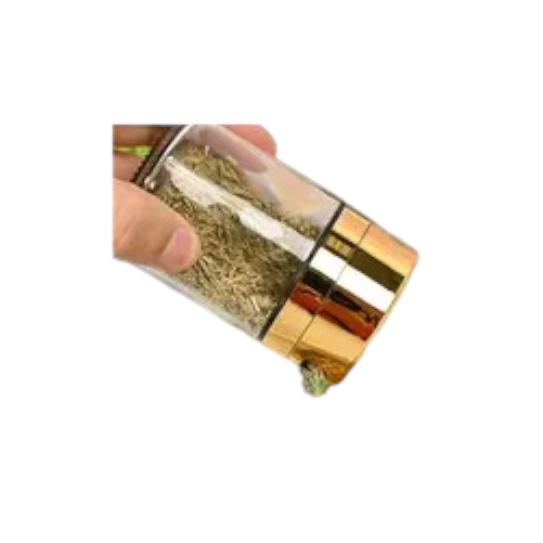 Set 6 Recipiente pentru condimente din sticla, At Perfomance, capac de inox, auriu, 10 x 4.5 x 4.5 cm