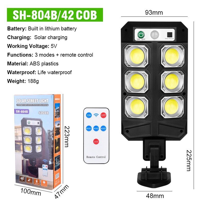 Lampa Solara Stradatala LED, AT PERFORMANCE, 10W, Senzor miscare, Telecomanda, Negru