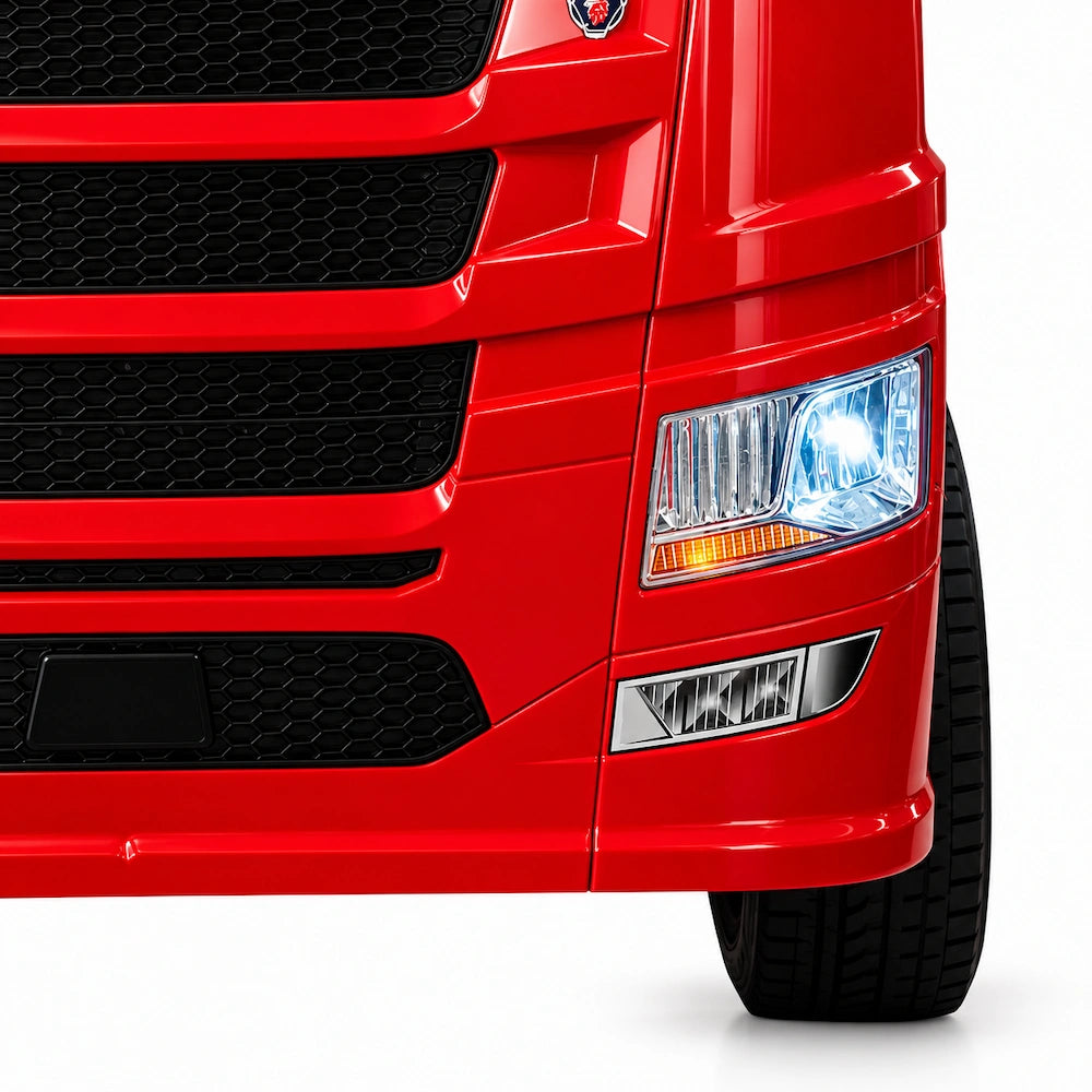 Camion Electric pentru Copii KIDOO cu Remorcă, Licență Oficială SCANIA, Telecomandă 2.4G, Model BJHL698B – 12V, Lumini și Muzică Rosu