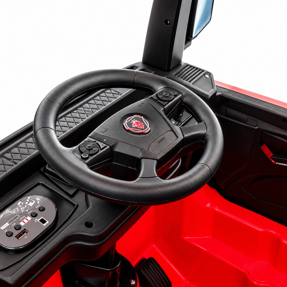 Camion Electric pentru Copii KIDOO cu Remorcă, Licență Oficială SCANIA, Telecomandă 2.4G, Model BJHL698B – 12V, Lumini și Muzică Rosu