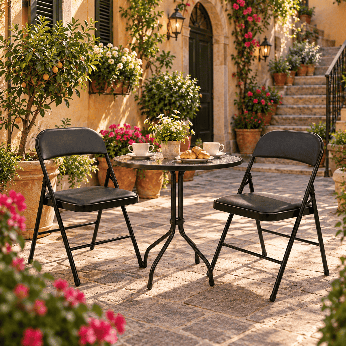 Pachet Promoțional Scaune Pliabile Negru AT PERFORMANCE® – Set 2 sau 6 Bucăți | Design Elegant, Ergonomie și Mobilitate Premium