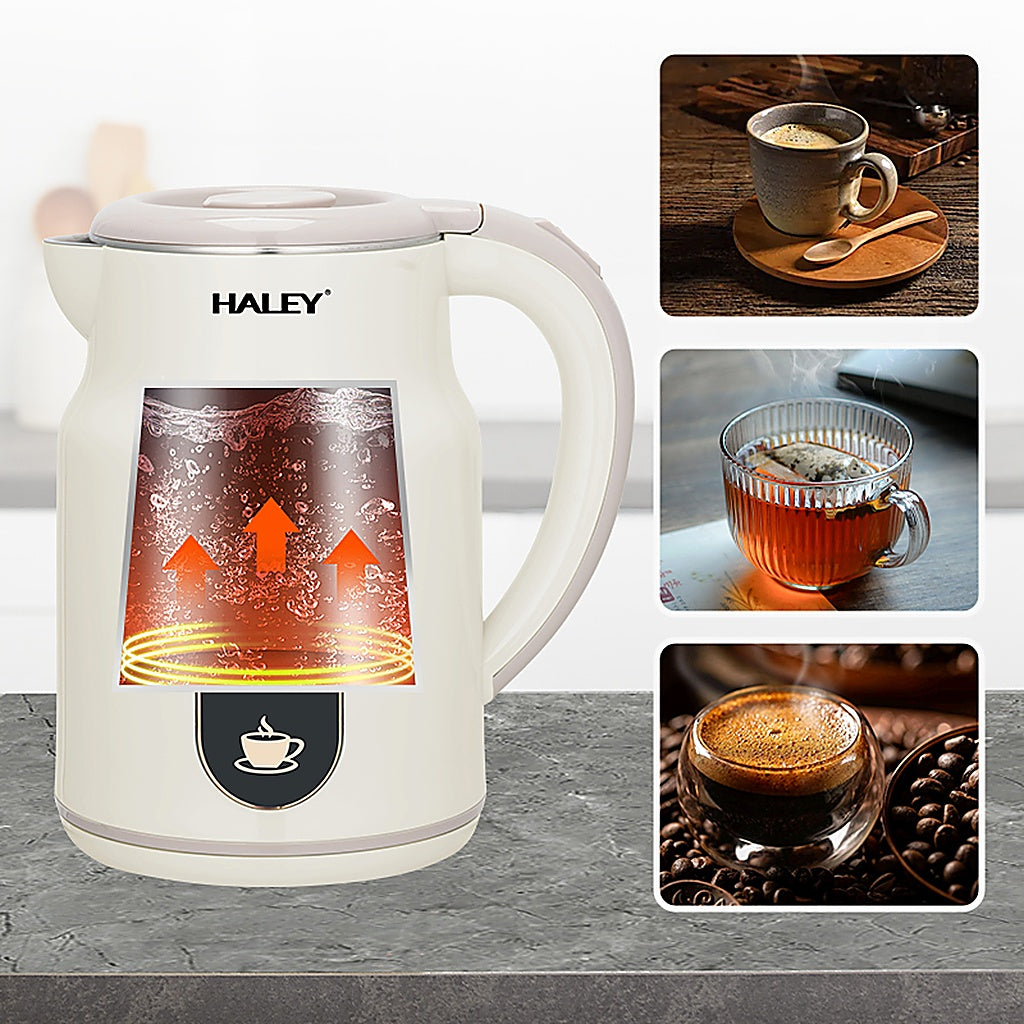 Fierbător Electric HALEY HY-8977, 2.5L, 1500W, Inox, Oprire Automată, Bază 360°