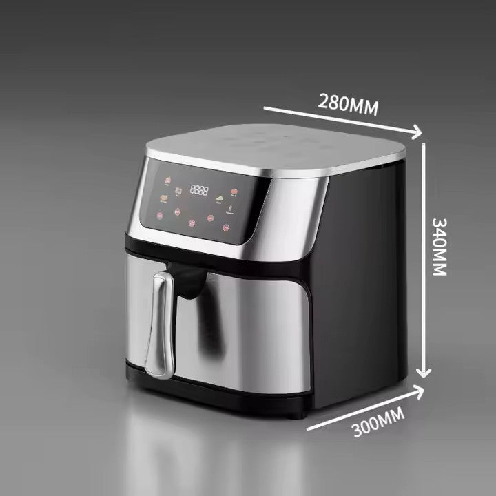 Friteuza cu Aer Cald AT PERFORMANCE®, din ionx, capacitate 10 L, display digital, Control touch 6 functii de gătire presetatefunctie de mentinere la cald, pot detasabil, curatare usoara, Argintiu+ CADOU 50 HARTII DE COPT