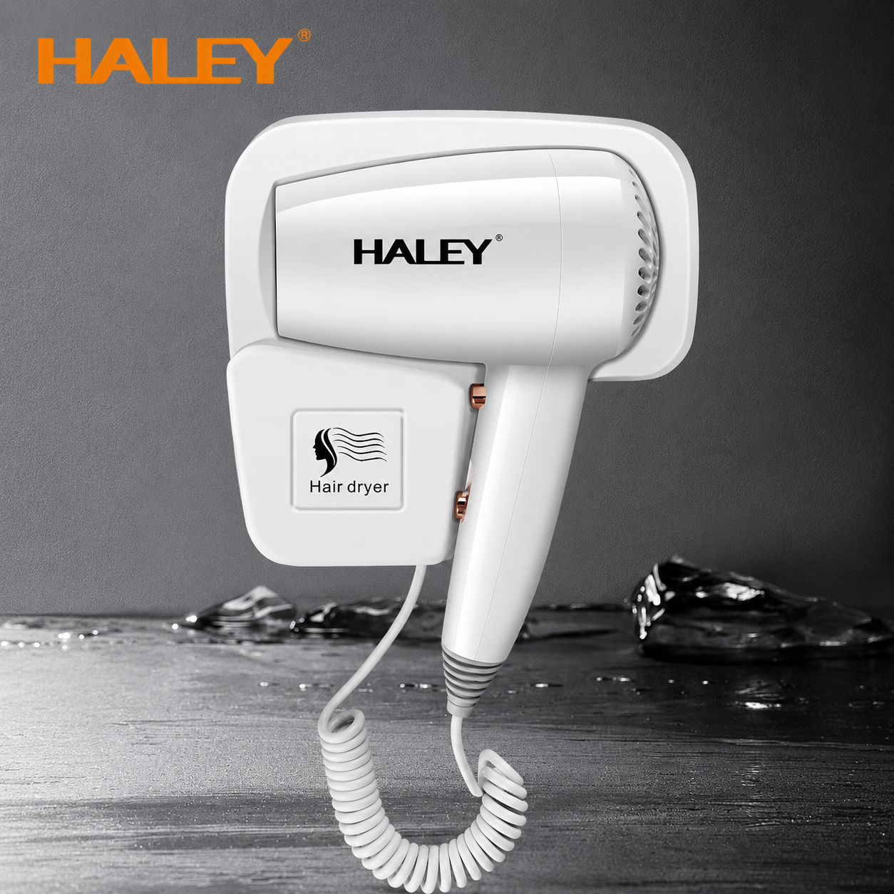 Uscător De Păr Cu Montare Pe Perete Haley HY-4027, 1300W, 3 Trepte De Temperatură, Cablu 2.2 m, Filtru Detașabil