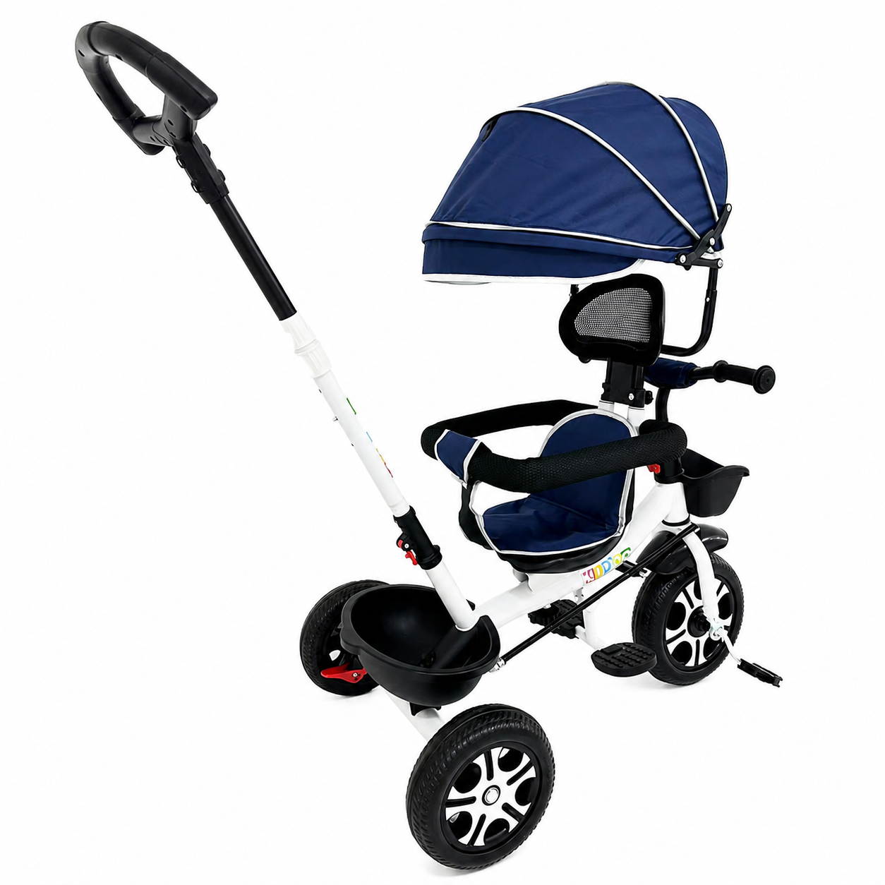 Tricicletă Evolutivă Kiddo KD-X06, Scaun Rotativ 360°, Poziție de Somn, Copertină UV, Roți din Cauciuc, 9 Luni – 6 Ani