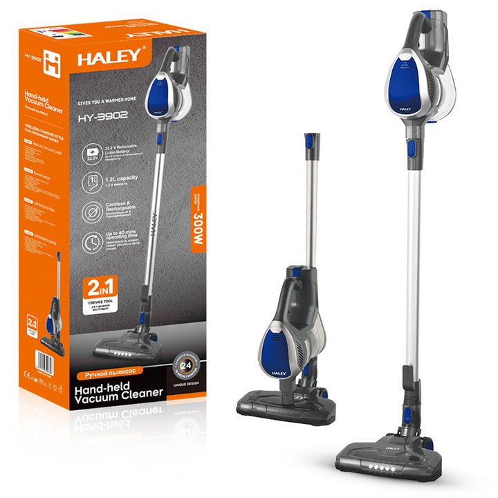 Aspirator vertical 2 în 1 HALEY, 1,2L, 22.2V, autonomie max 40 min, Albastru/Argintiu