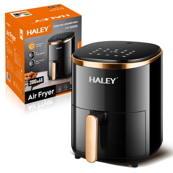 Friteuza cu Aer HALEY, 6L, 2000W, Performanta Moderna pentru Gatit Sanatos, Negru