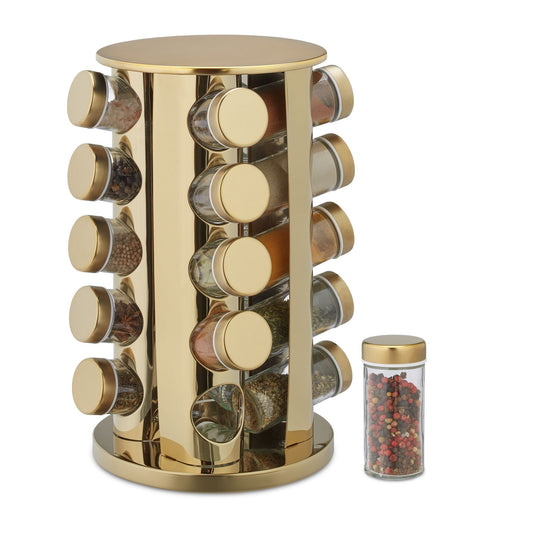 Set 20 de recipiente AT PERFORMANCE®, pentru condimente cu suport rotativ, inox, 33,5 x 23 x 23 cm.