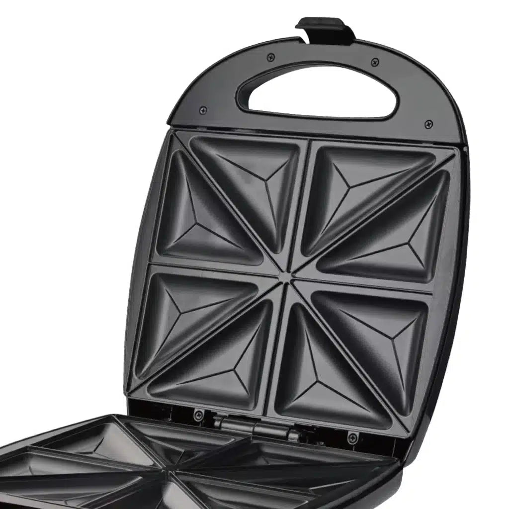 Aparat de Sandwich-uri HALEY HY-1041, 1400W, 8 Triunghiuri, Plăci Antiaderente, Încălzire Rapidă, Indicator Luminos, Negru