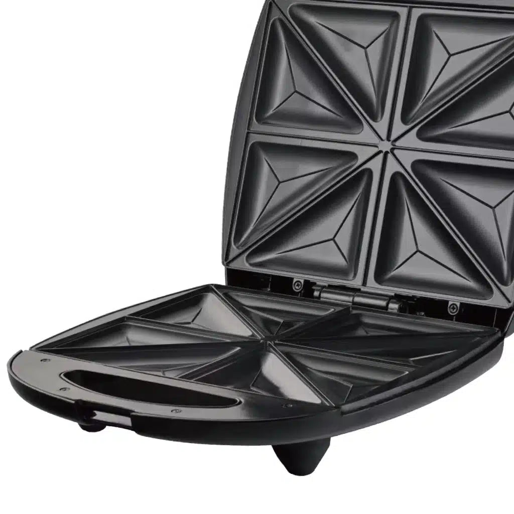 Aparat de Sandwich-uri HALEY HY-1041, 1400W, 8 Triunghiuri, Plăci Antiaderente, Încălzire Rapidă, Indicator Luminos, Negru