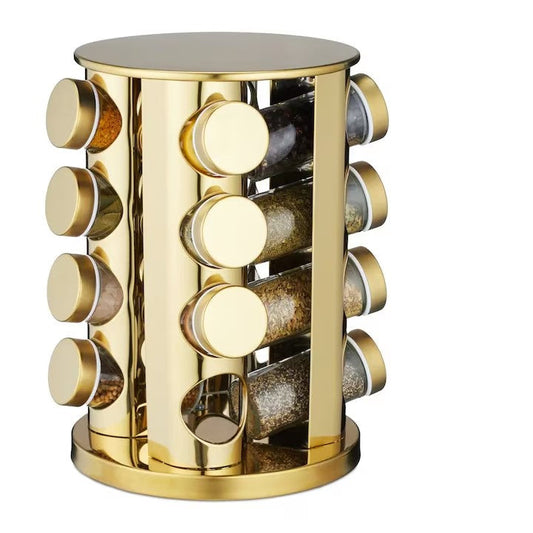 Set 16 recipiente condimente cu suport rotativ, inox, AT PERFORMANCE®,