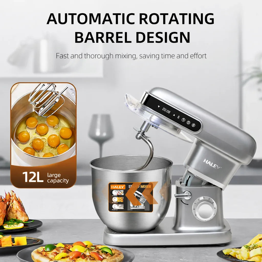 Mixer Planetar Profesional HALEY HY-2417, 2500W, Bol Inox 12L, 9+P Trepte, Touch Display