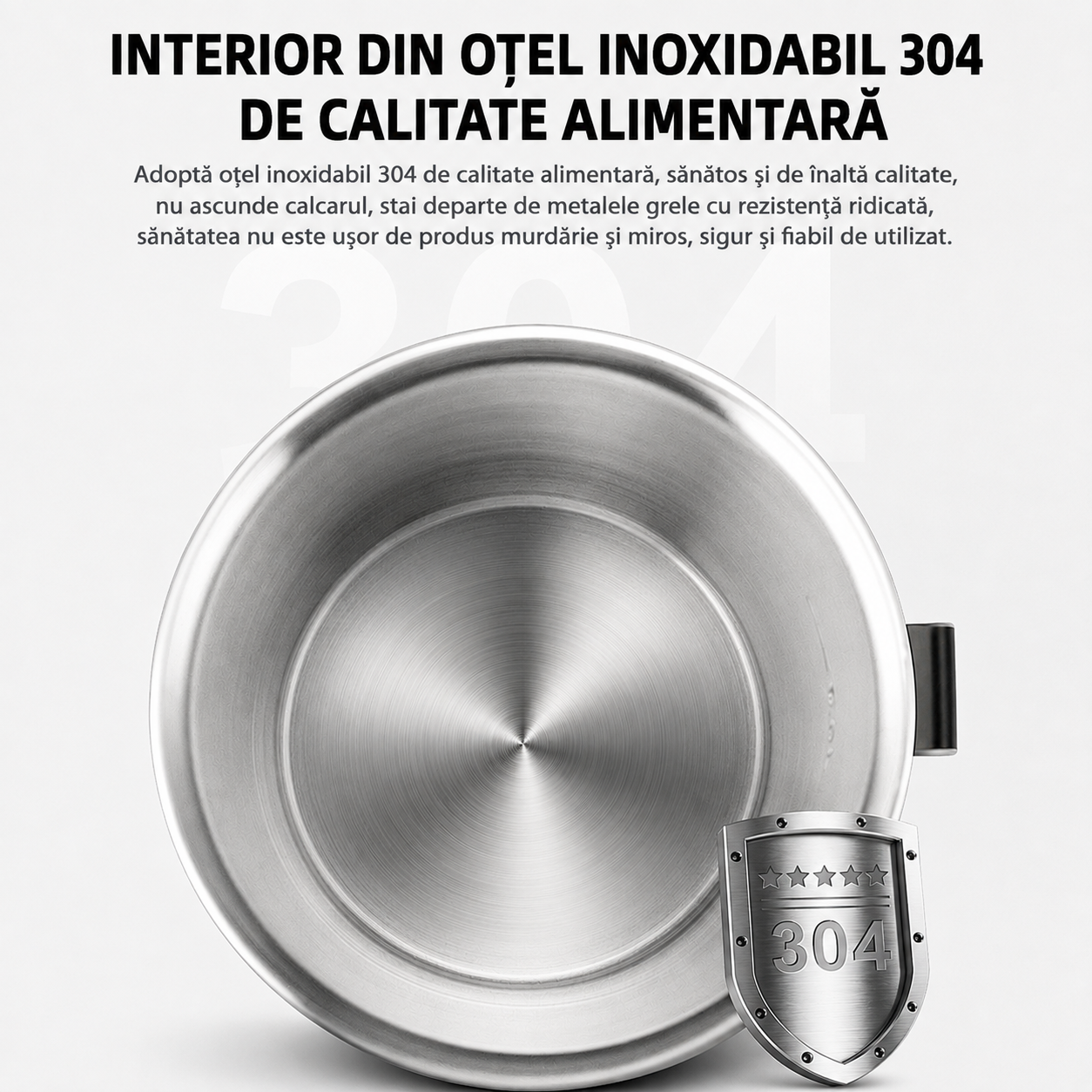 Fierbător Electric Haley HY-8913, 1.8L, 1500W, Inox SUS 304, Bază Rotativă 360°, Oprire Automată