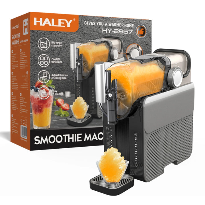Aparat pentru Gheață Răzuită și Smoothie HALEY HY-2967, 7 Funcții, Granulație Reglabilă, Rezervor de Capacitate Mare, Sistem de Răcire cu Compresor, Funcționare Silențioasă, Gri