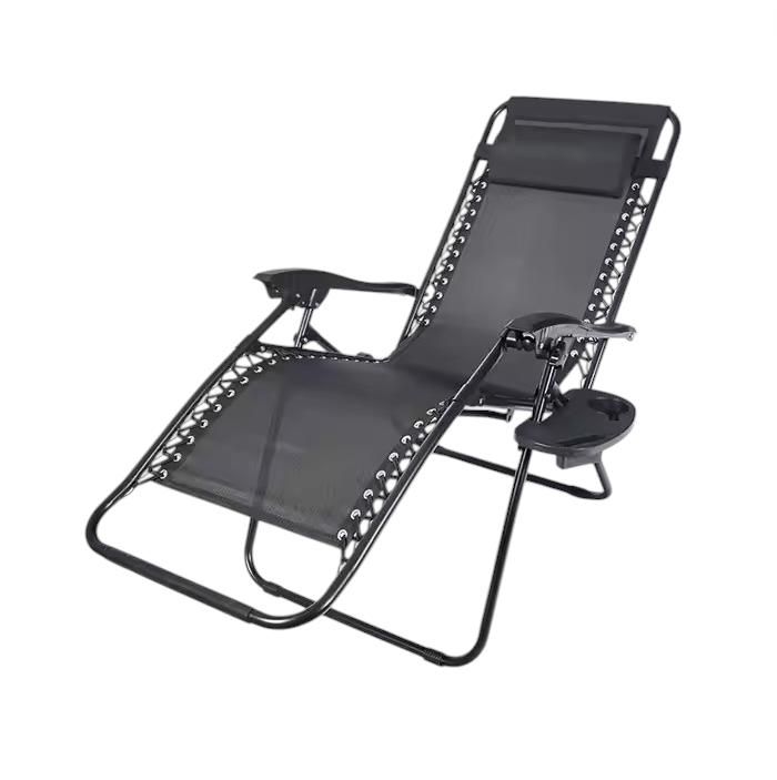 Set 2 Șezlonguri Portabile  AT PERFORMANCE®, de Lux, Modern, Scaun Reclinabil, Pliabil pentru Plajă și Grădină, cu Suport pentru Pahare