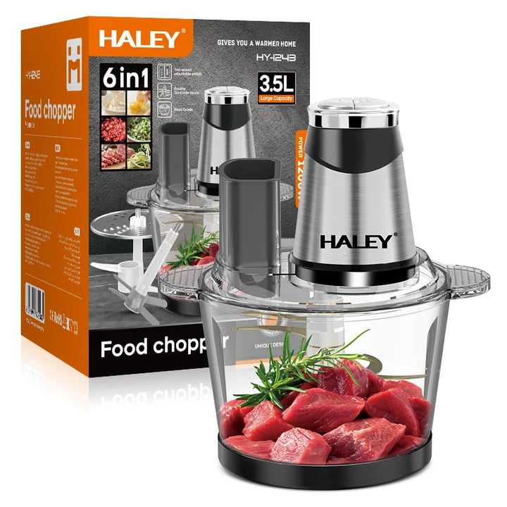 Tocător de Alimente HALEY HY-1243, 1200W, 6 Funcții, Lamă Inox cu 6 Foi, Capacitate 3.5L
