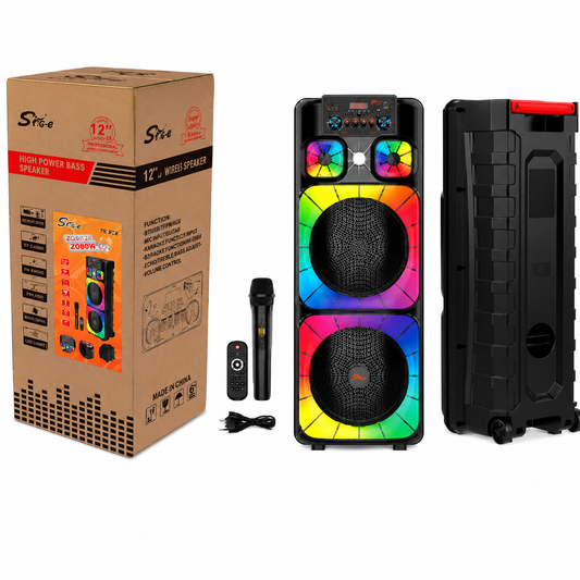 Boxă Portabilă Karaoke Sing-e ZQS12213, Bluetooth, 2x12", 80W, Microfon Wireless, LED RGB, USB/TF/AUX, Telecomandă, Acumulator 5000mAh