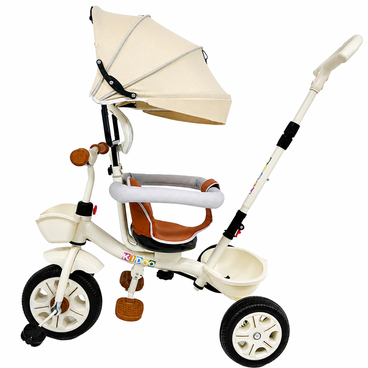 Tricicletă Evolutivă Kiddo KD-X06, Scaun Rotativ 360°, Poziție de Somn, Copertină UV, Roți din Cauciuc, 9 Luni – 6 Ani