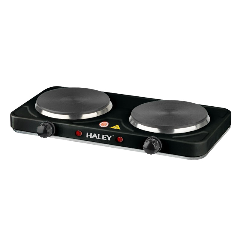 Plită Electrică HALEY cu 2 Zone de Gătit – 2000W, Timer, Protecție la Supraîncălzire, Design Inoxidabil Elegant, Negru