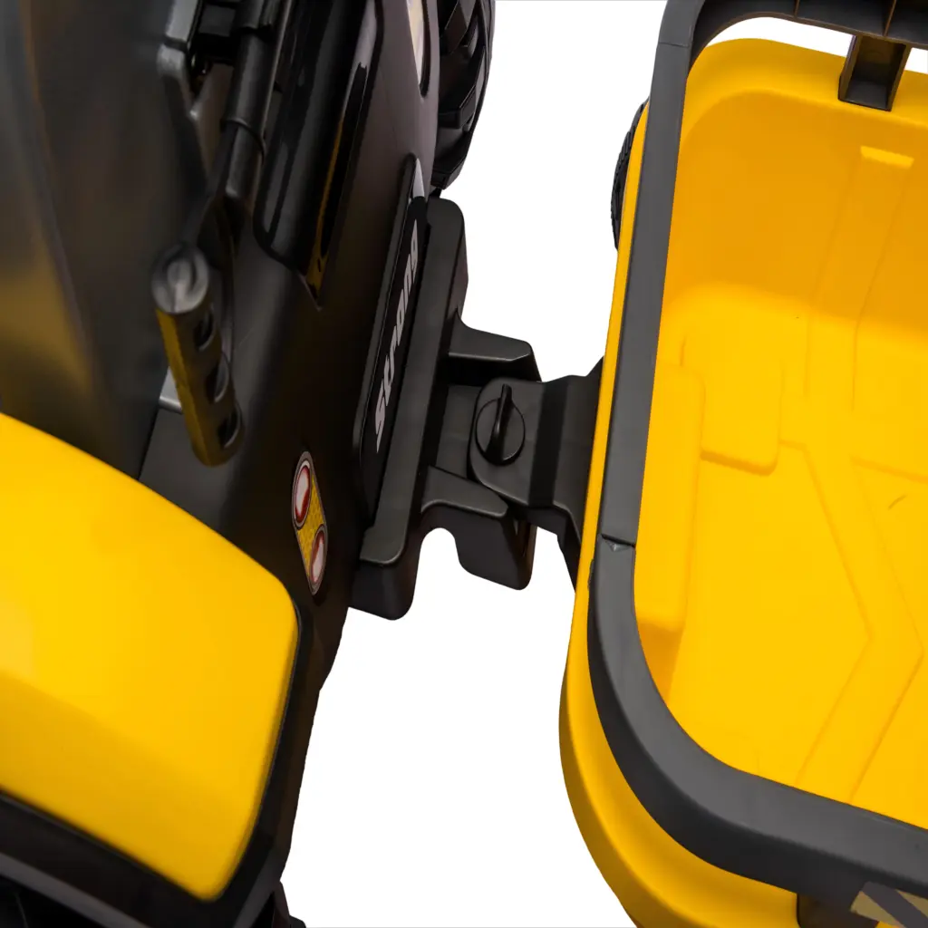 Tractor Electric KIDOO pentru Copii cu Telecomandă 2.4G, Remorcă Detașabilă, 12V 4.5Ah, 2 Motoare 380, Lumini LED, Muzică, Centură de Siguranță, Galben/Gri