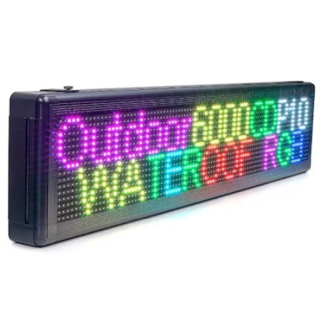 Reclama Luminoasa 100 x 40 cm, LED RGB, Vizualizare 120°, Temperatura, Carcasa Neagra, afisaj mesaj programabil, exterior