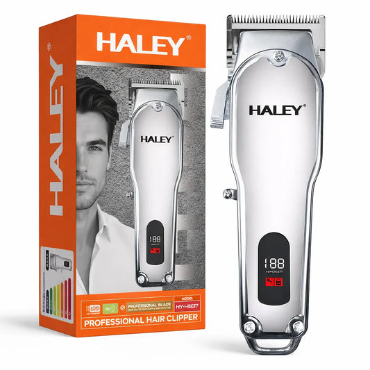 Mașină de tuns profesională HALEY HY-4507, fără fir, afișaj LCD, baterie 1800mAh, lame inox