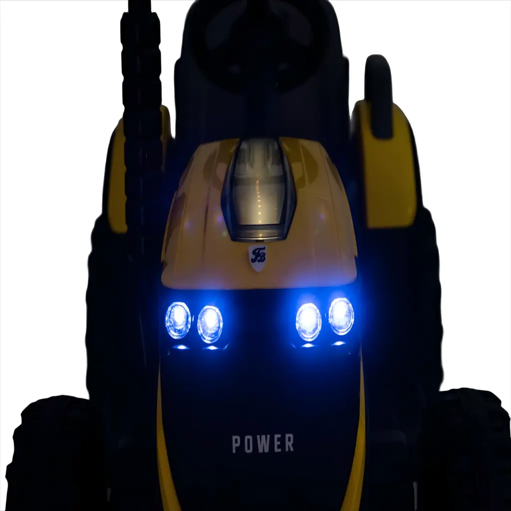 Tractor Electric KIDOO pentru Copii cu Telecomandă 2.4G, Remorcă Detașabilă, 12V 4.5Ah, 2 Motoare 380, Lumini LED, Muzică, Centură de Siguranță, Galben/Gri