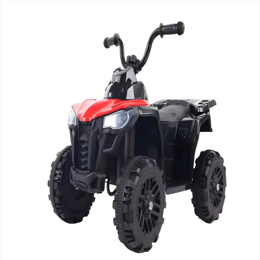 ATV Electric KIDOO pentru Copii 6V, Motor 380, Faruri LED, Pornire cu Buton, Design Off-Road, Roșu