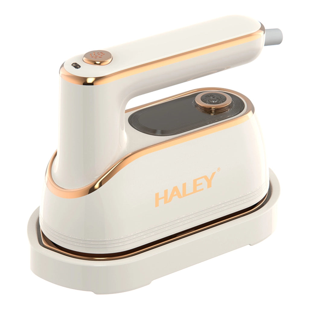 Fier de Călcat Vertical cu Aburi HALEY HY-2075, 1300W, Rezervor 150 ml, Talpă Ceramică Antiaderentă, Abur Puternic, Încălzire Rapidă, Alb/Auriu